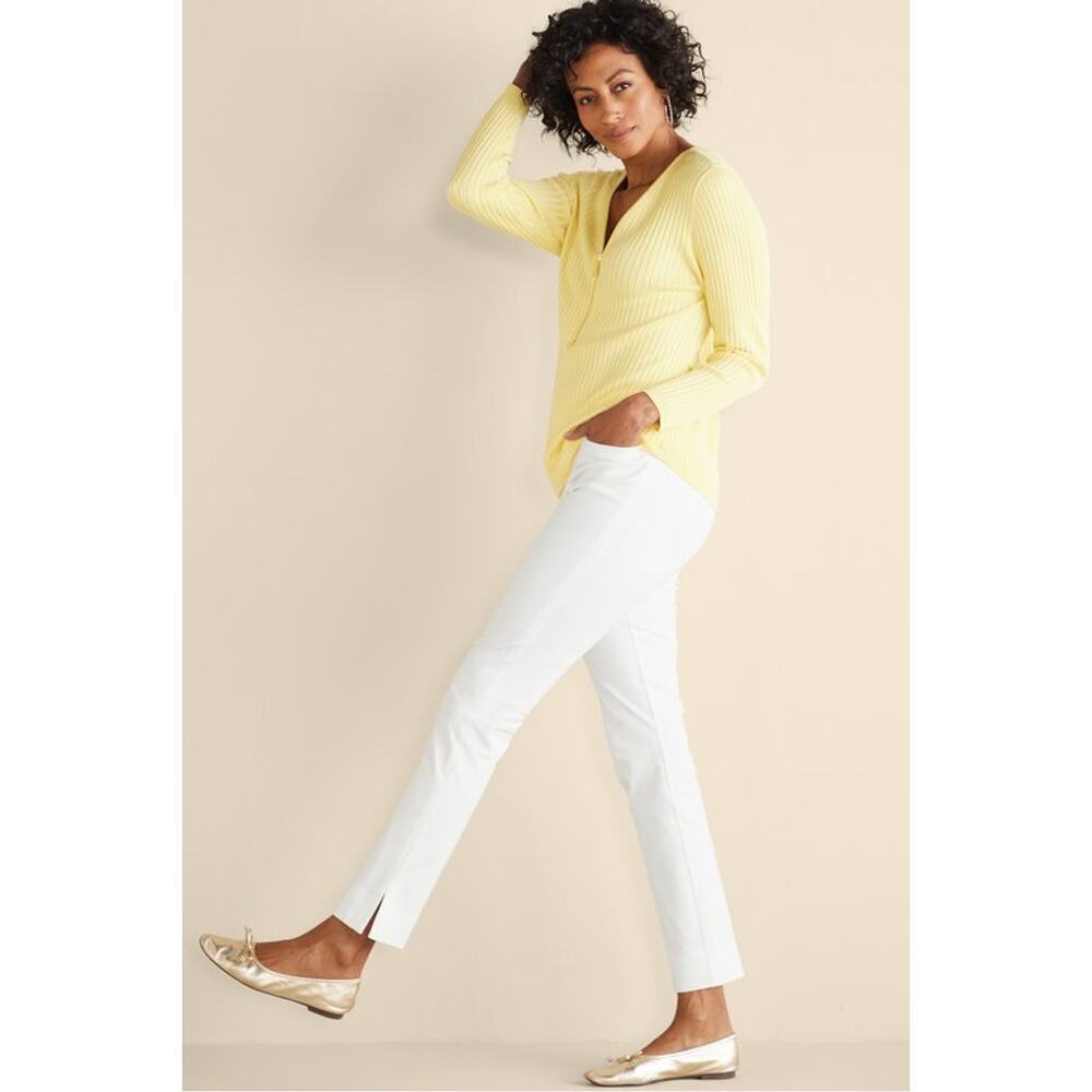 Soft Surroundings Size XS Straight Leg Ankle Super Stretch Pants White Pull On